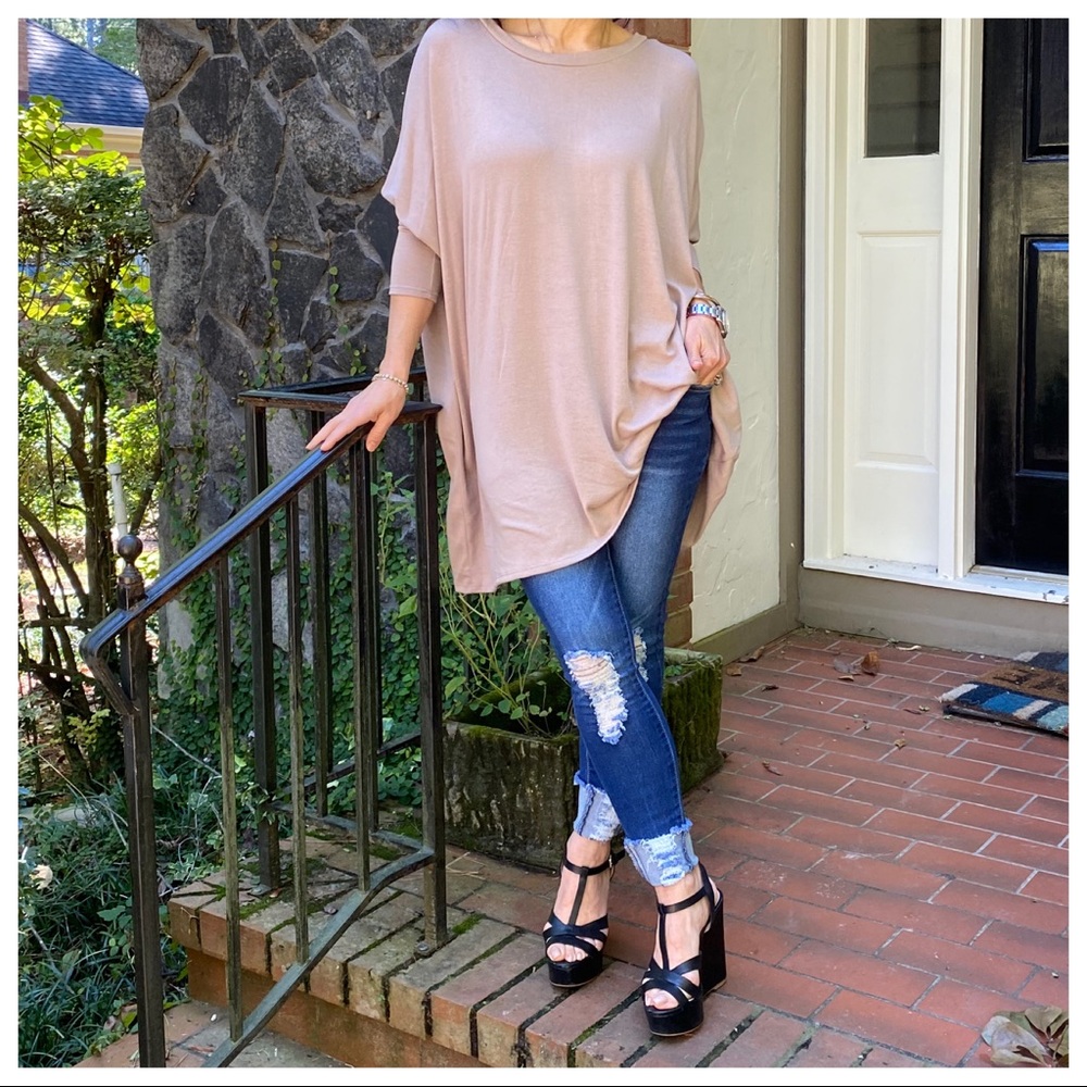 OVERSIZED LOOSE FIT MOCHA KNIT SWEATER - Picture 7 of 8